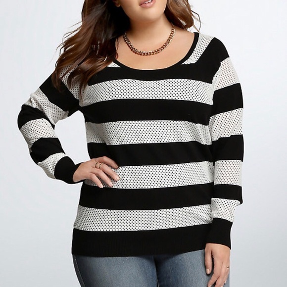 torrid Sweaters - Torrid striped open stitch sweater.